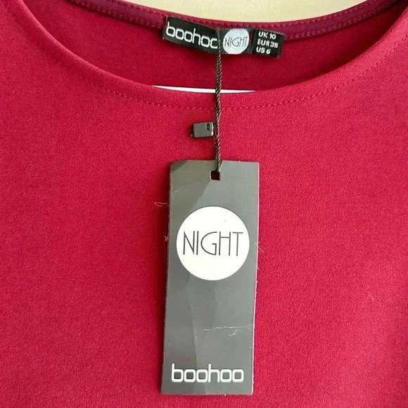 boohoo Night Laura Wrap Skirt Bodycon Dress, Berry, Size 6 - Picture 9 of 16